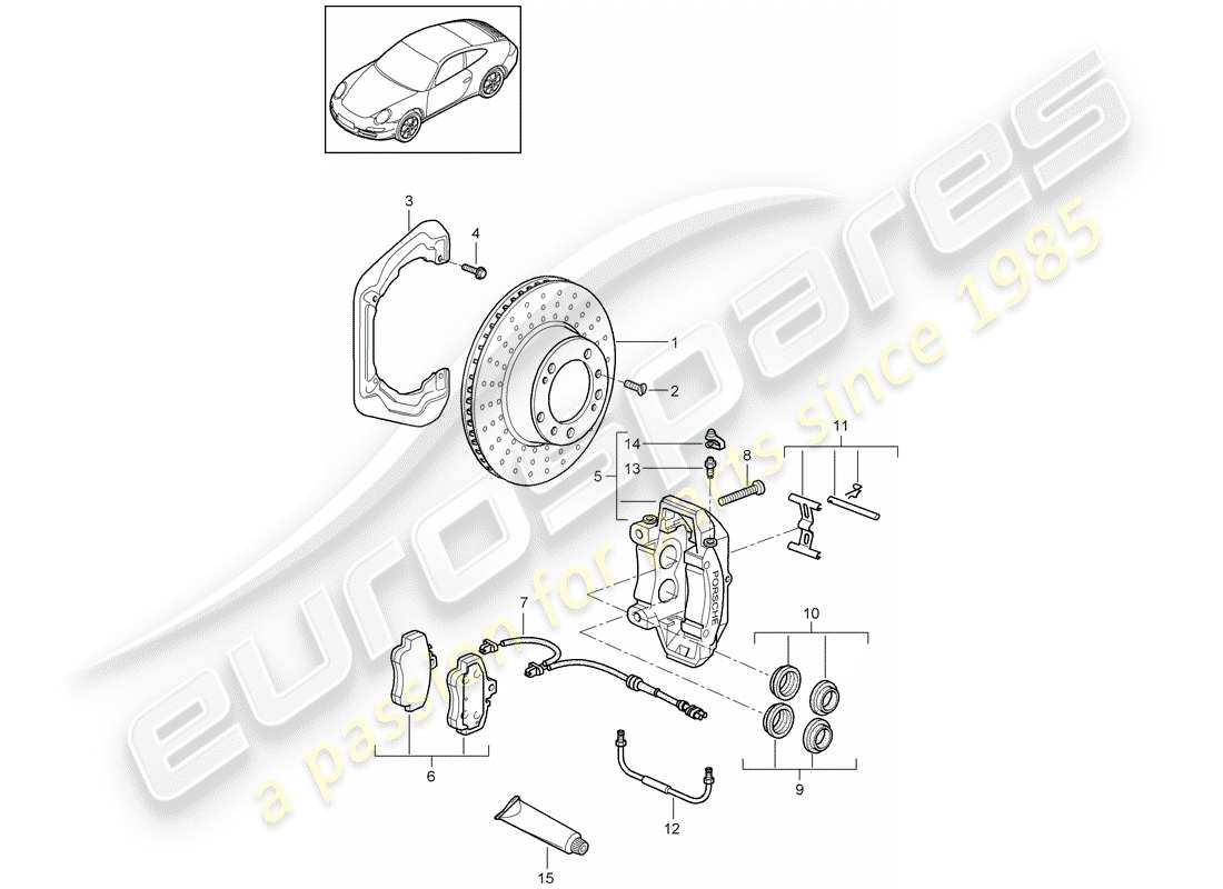 porsche 2011 (997-2) disc brakes parts diagram