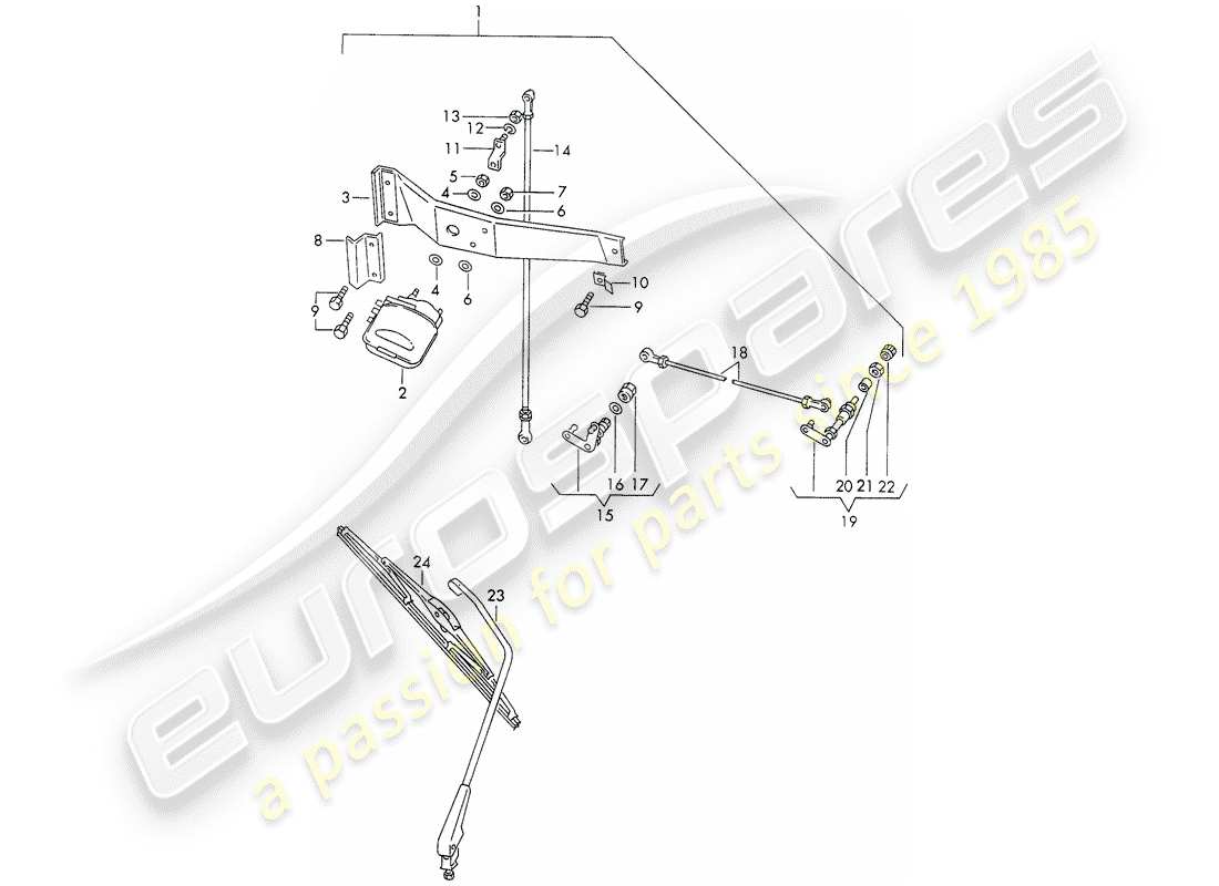 porsche 911 (1971) rear window wiper part diagram