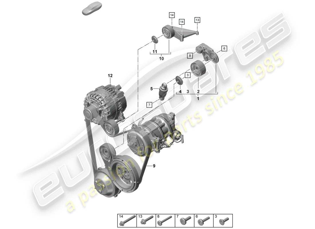 porsche 2020 (718 boxster spyder) poly-v-belt belt tensioner damper parts diagram