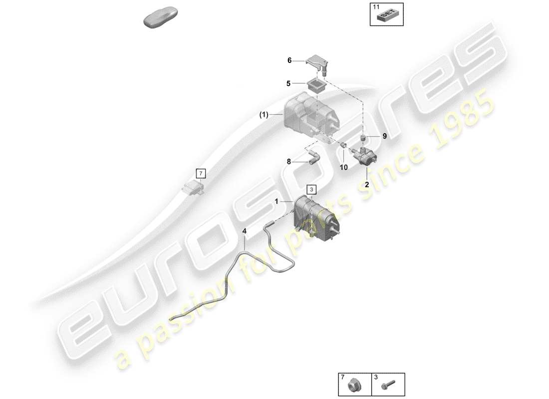 porsche 2020 (718 boxster spyder) activated charcoal container parts diagram