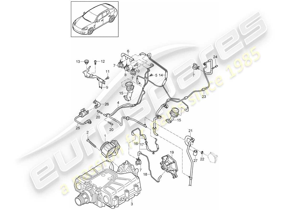 porsche 2012 (panamera 970) throttle valve adapter tank ventilation vacuum line part diagram