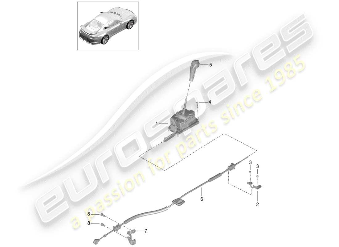 porsche 2015 (991-1 r/gt3/rs) selector lever - pdk - d - mj 2018>> part diagram