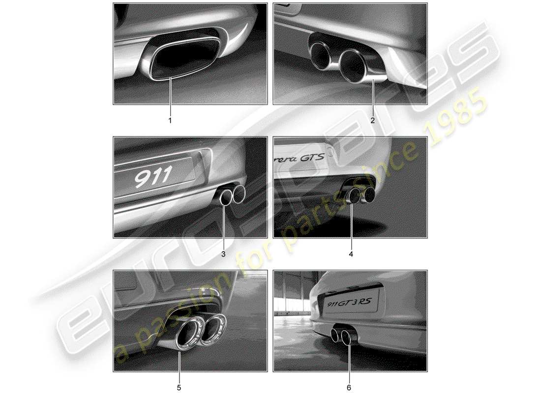 porsche 1996 (tequipment) sports tailpipe parts diagram