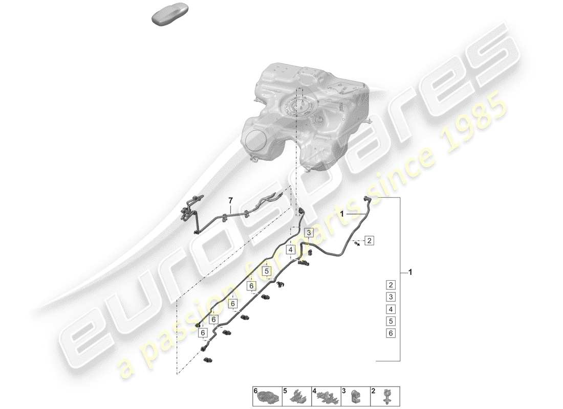 porsche 2020 (992-1) fuel line front parts diagram
