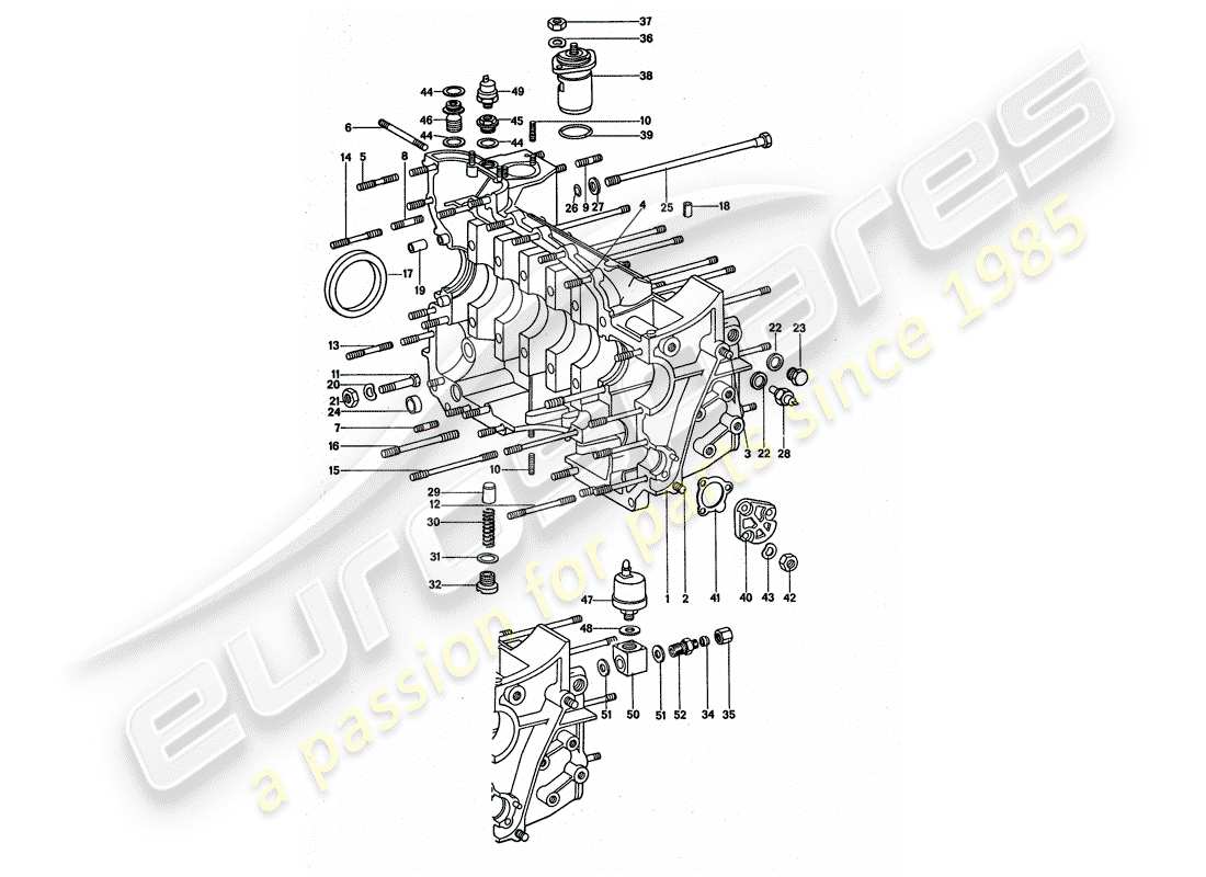 porsche 1977 (911 turbo) crankcase part diagram