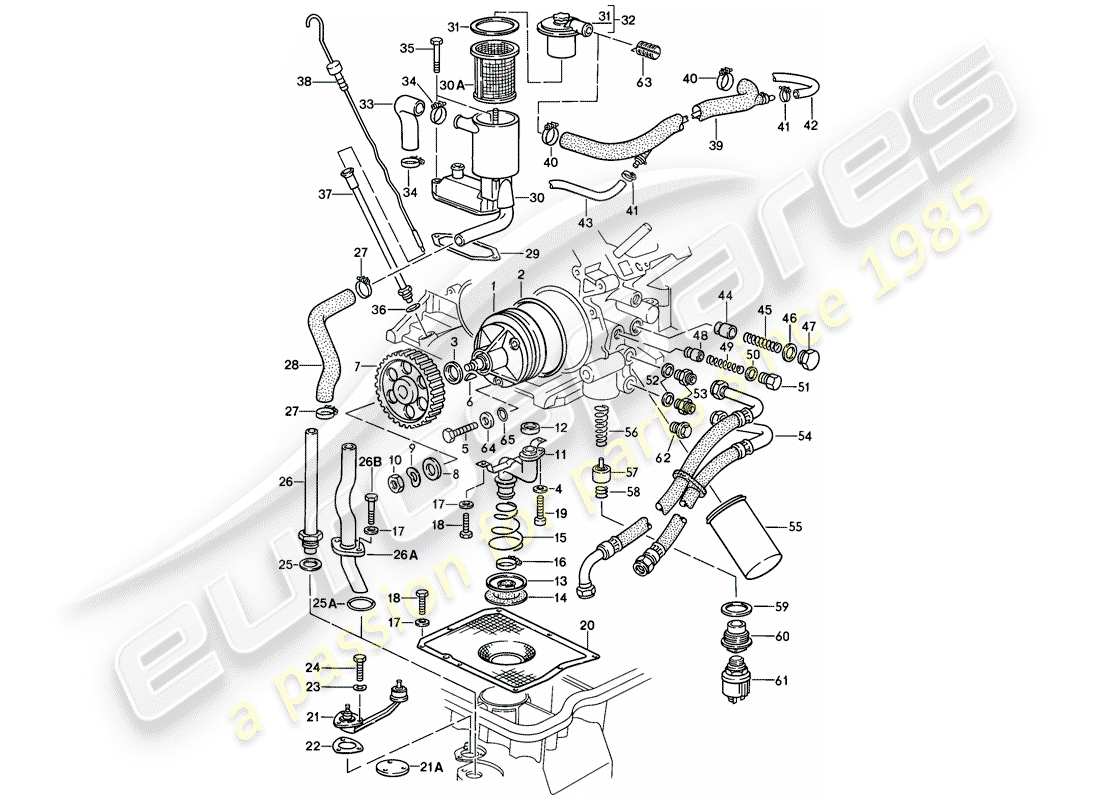 porsche 1979 (928) engine lubrication parts diagram