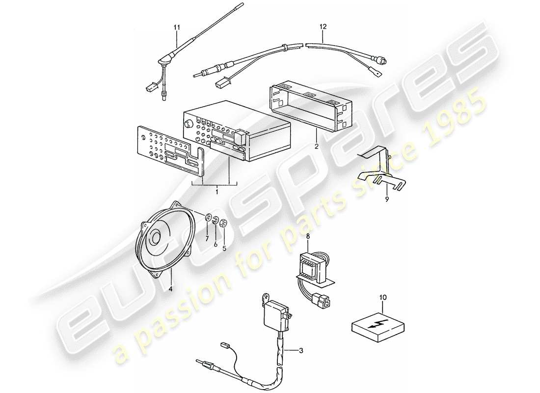 porsche 1987 (928) radio unit - installation parts parts diagram