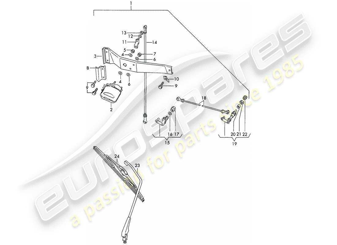 porsche 1969 (911/912) rear window wiper part diagram