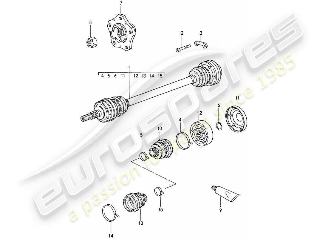 porsche 2001 (986 boxster) drive shaft -02 wheel hub parts diagram