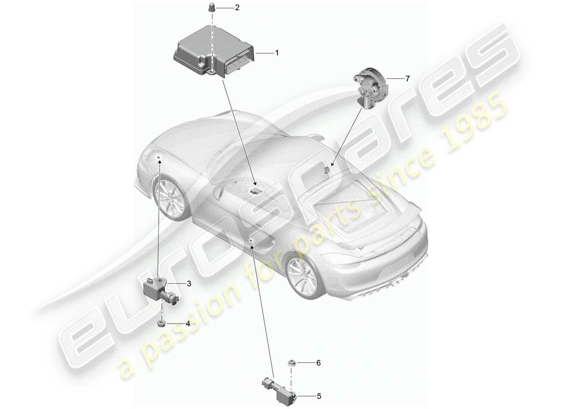 porsche 2016 (981 boxster spyder) control unit sensors airbag parts diagram