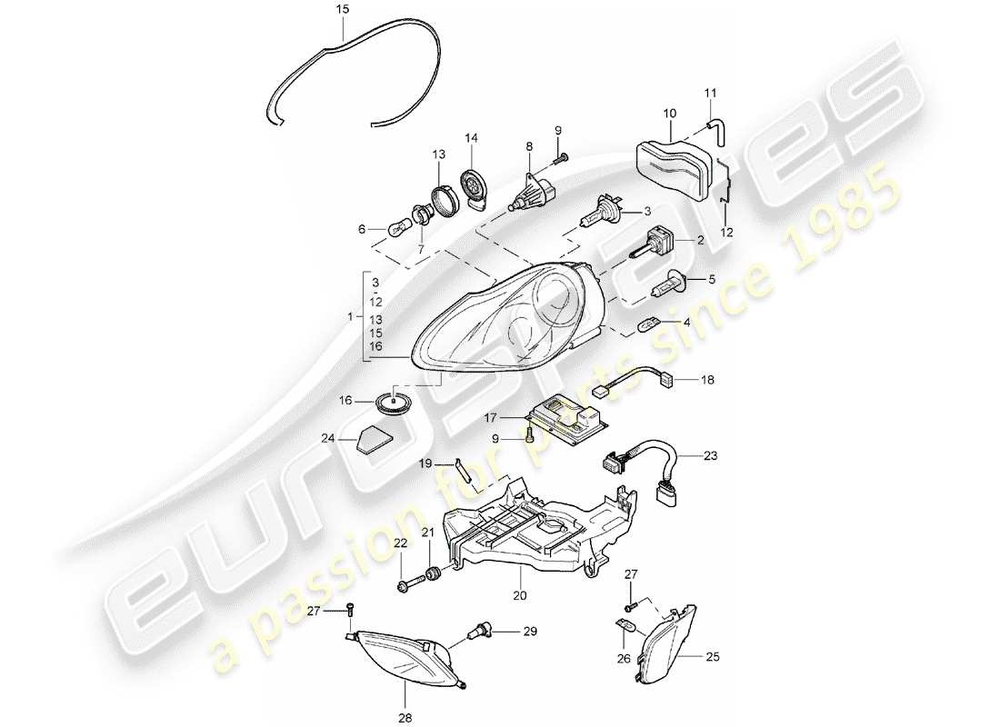 porsche 2006 (cayenne e1 9pa) headlights turn signal repeater fog lights part diagram