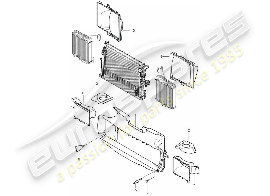 porsche 2009 (cayenne e1 9pa) air guide parts diagram