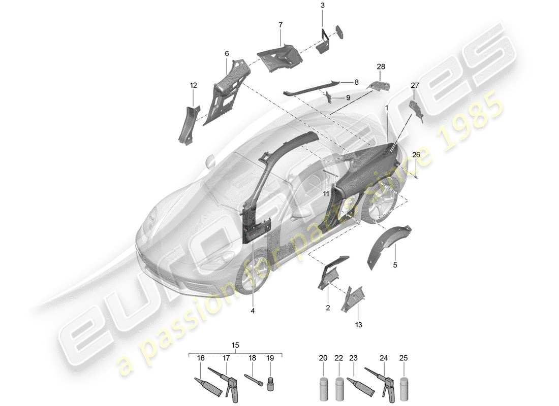 porsche 2020 (718 cayman) side part part diagram