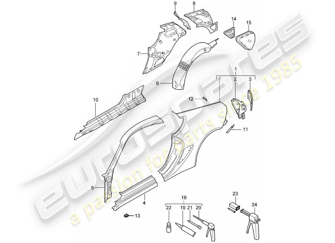 porsche 2007 (987 cayman) side part part diagram