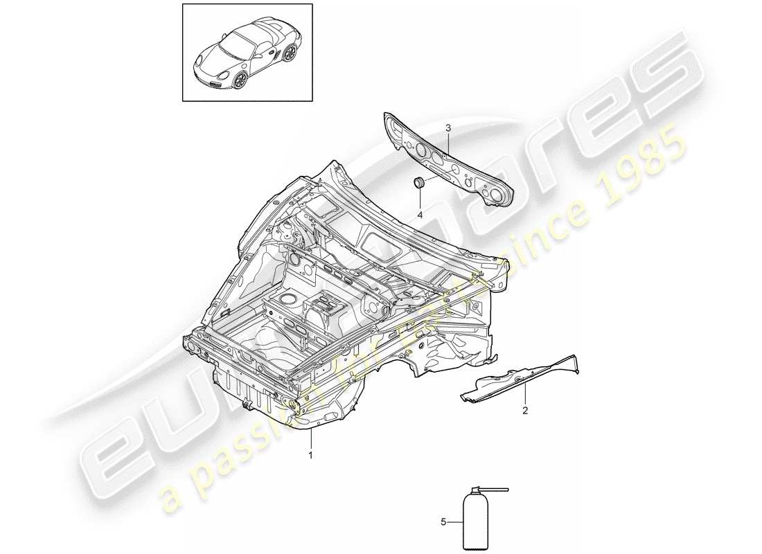 porsche 2012 (987 boxster) front end parts diagram