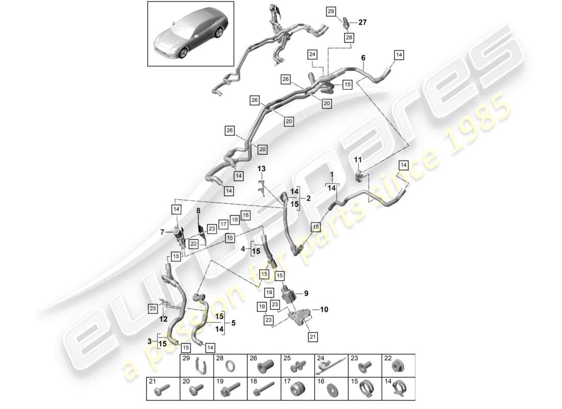 porsche 2019 (panamera 971-1) heater right side member hybrid part diagram