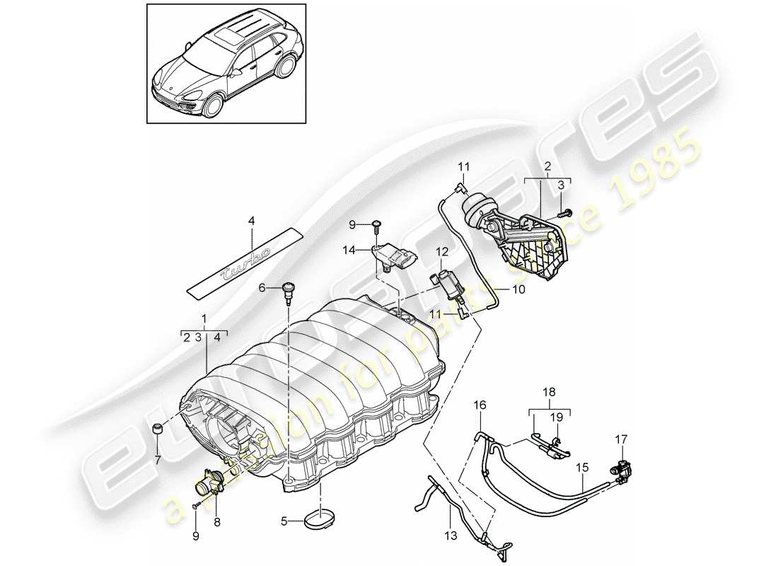 porsche 2016 (cayenne e2 92a) intake air distributor part diagram