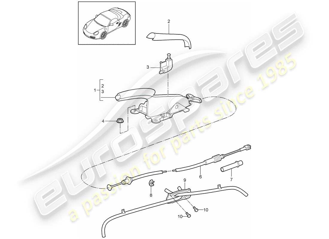 porsche 2011 (987 boxster) brake lever parts diagram