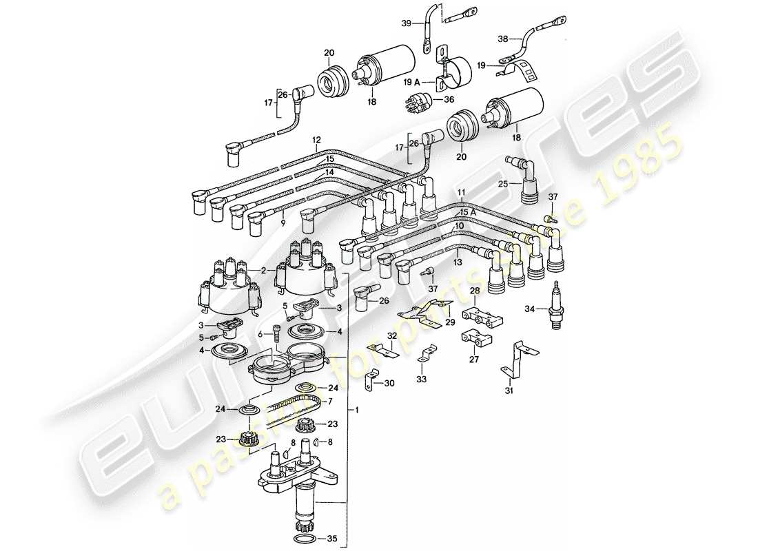 porsche 1986 (928) engine electrics - lh-jetronic part diagram