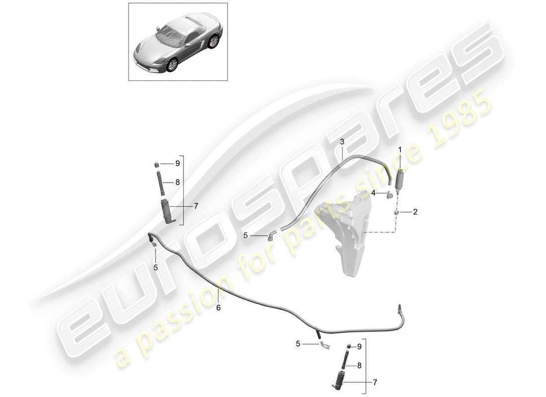 porsche 2020 (718 boxster) headlight washer system parts diagram