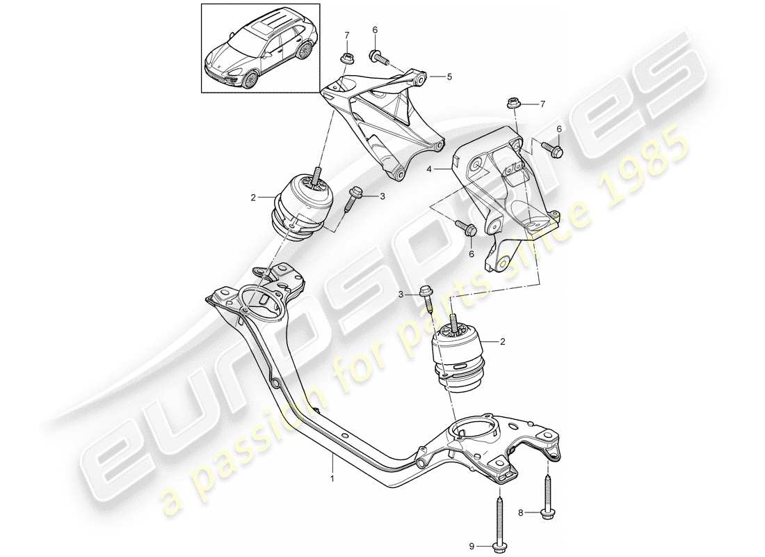 porsche 2017 (cayenne e2 92a) engine lifting tackle lower part diagram