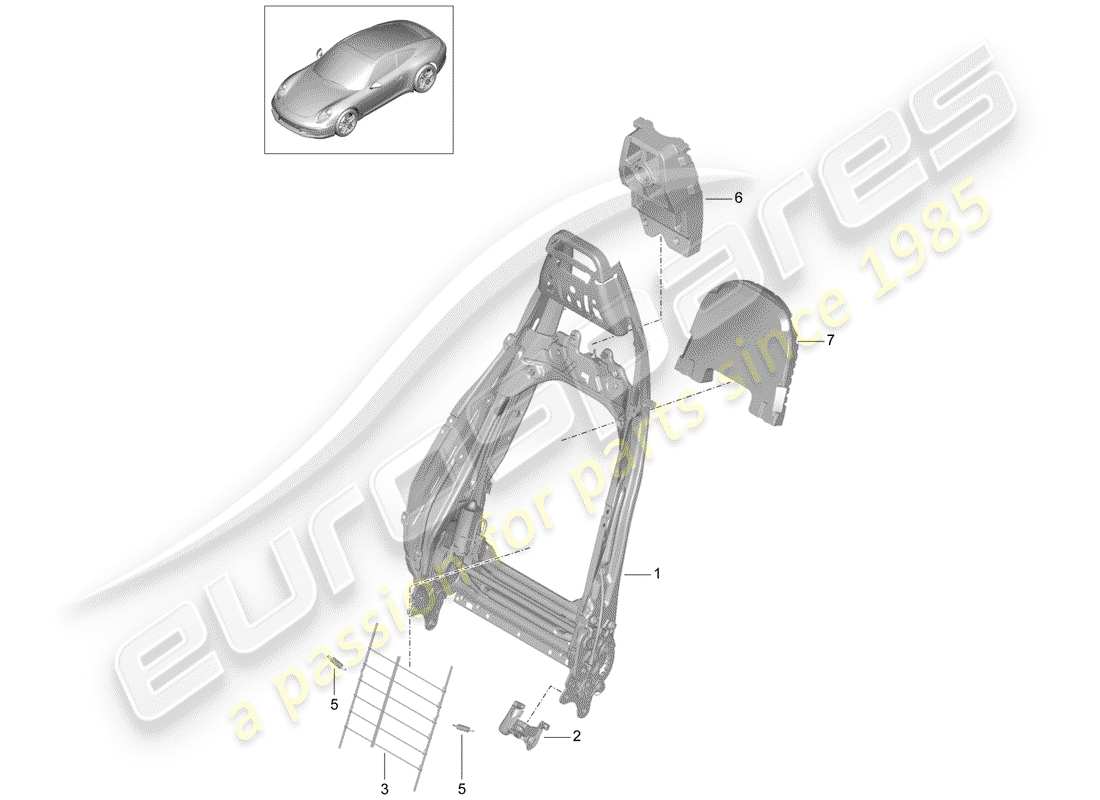 porsche 2014 (991-1) backrest frame sports seat accessories d - mj 2012>> parts diagram
