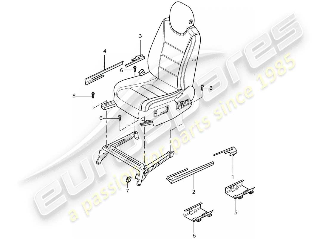 porsche 2008 (cayenne e1 9pa) front seats part diagram