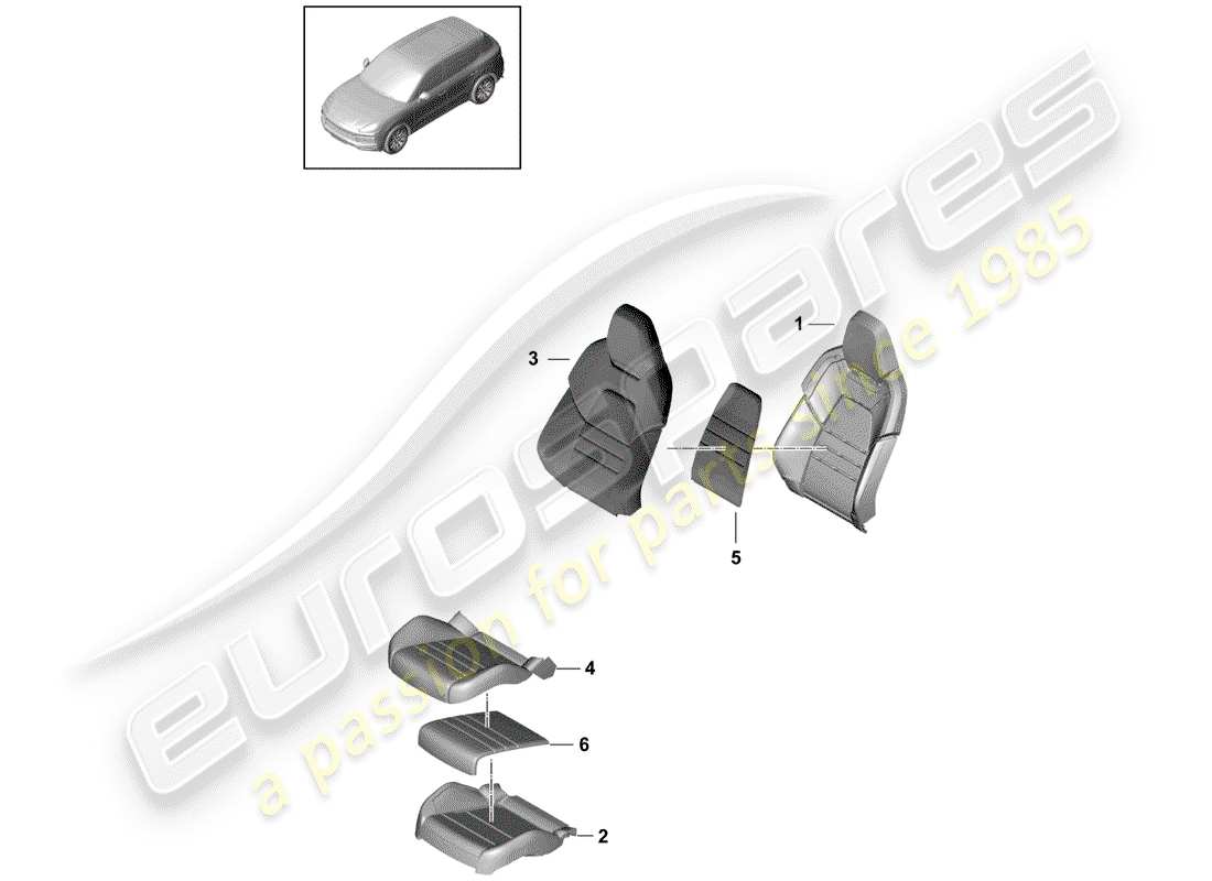 porsche 2020 (cayenne e3 9ya/9yb) foam part seat cover sports seat d >>- 05.04.2020 part diagram