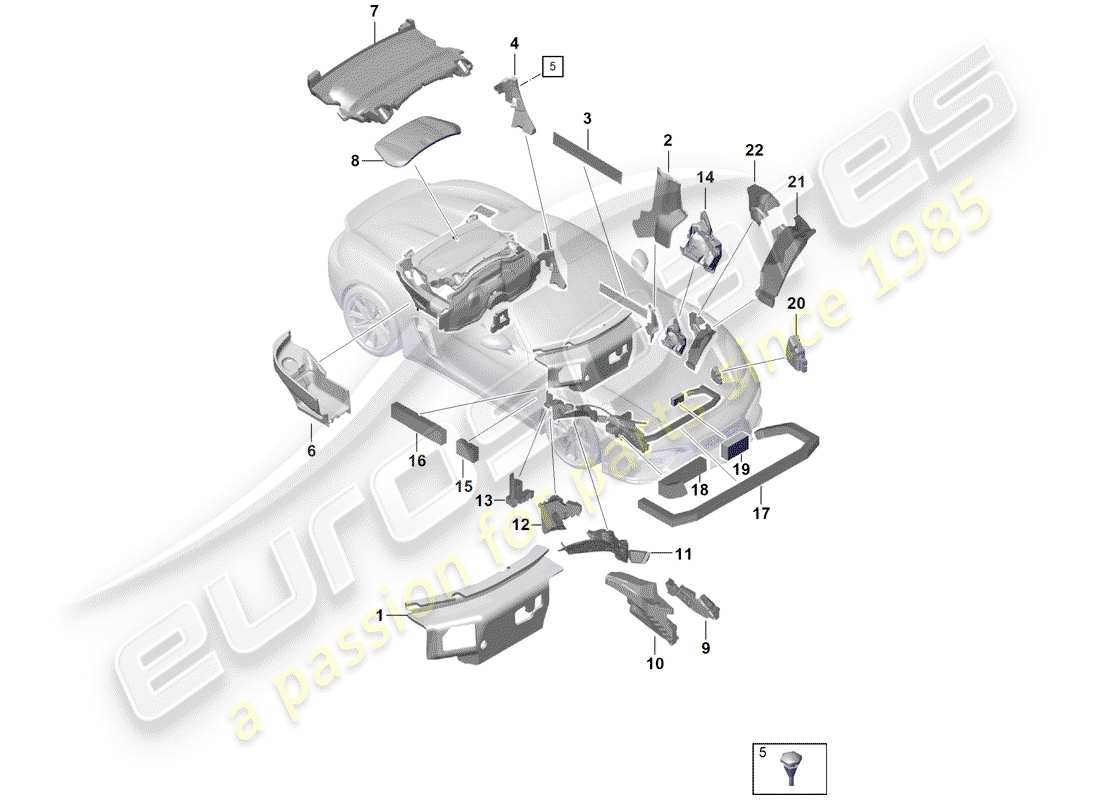 porsche 2020 (718 boxster spyder) body insulation (universal application) parts diagram