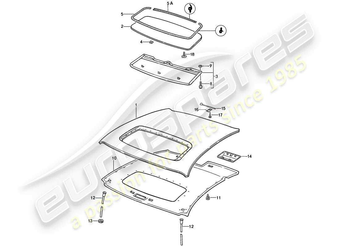 porsche 1980 (928) electric - sunroof parts diagram