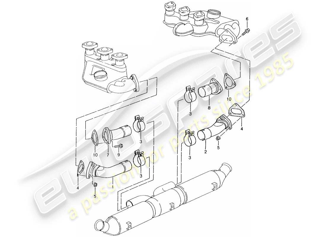 porsche 1998 (993) exhaust system - repair kits - see technical information - group 2 - nr. 2/98 part diagram