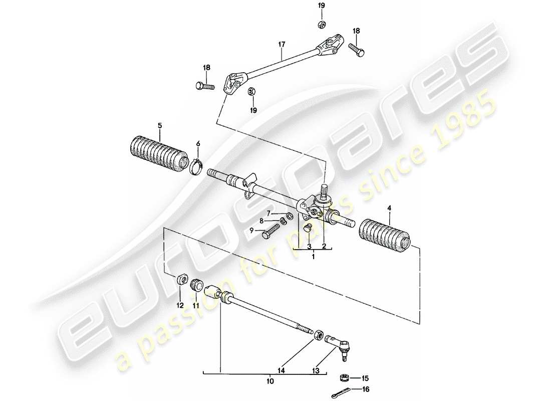 porsche 1982 (924) steering gear - steering track rod part diagram