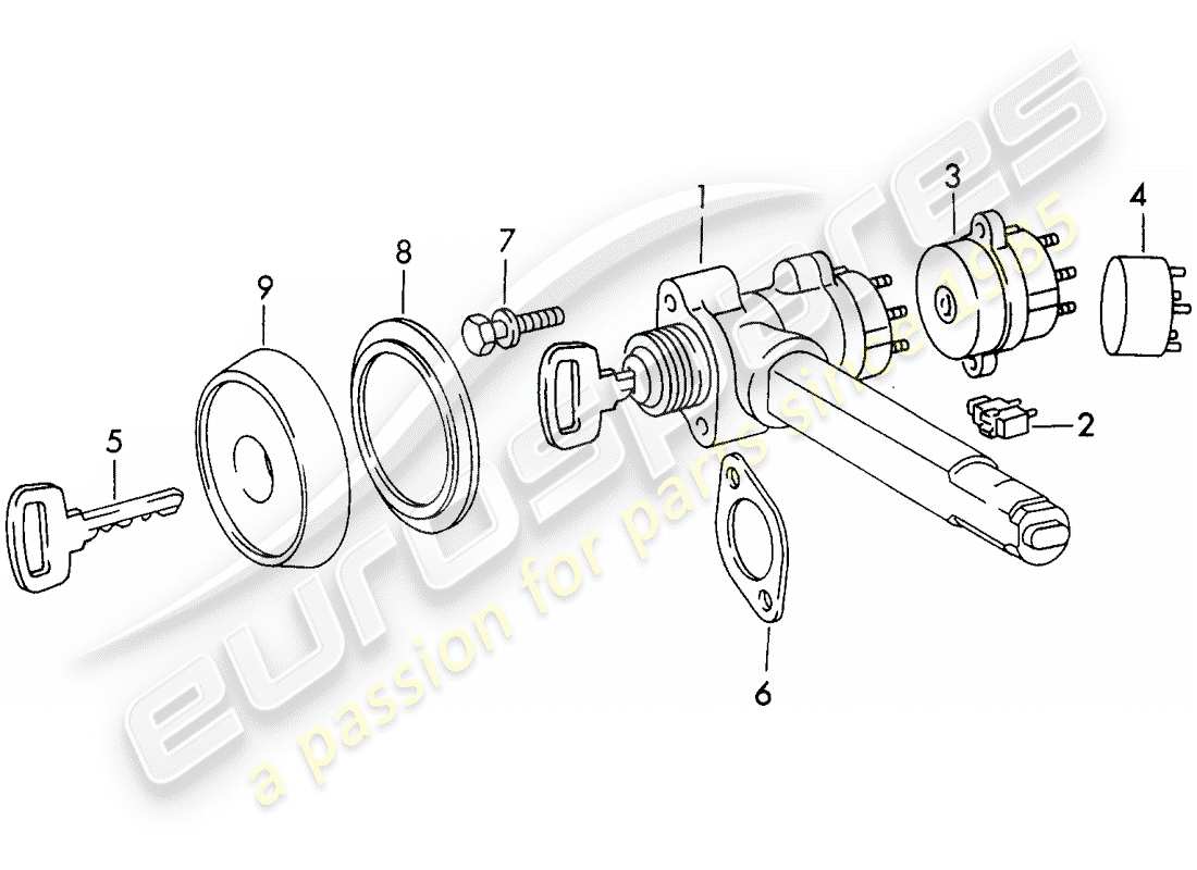 porsche 911 (1971) steering lock part diagram