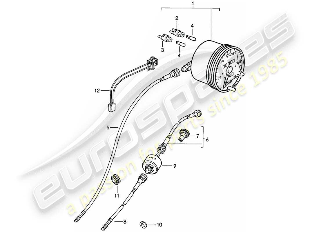 porsche 1983 (944) speedometer parts diagram
