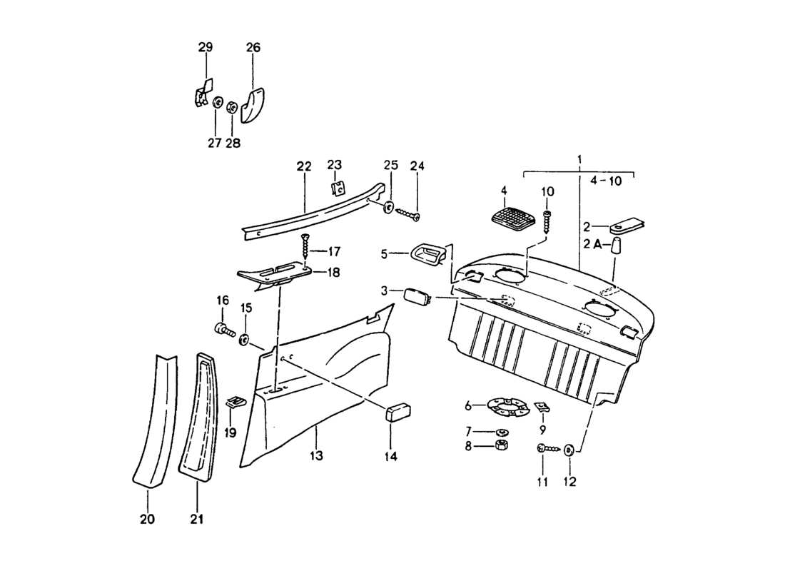 porsche 1994 (964) interior equipment parts diagram