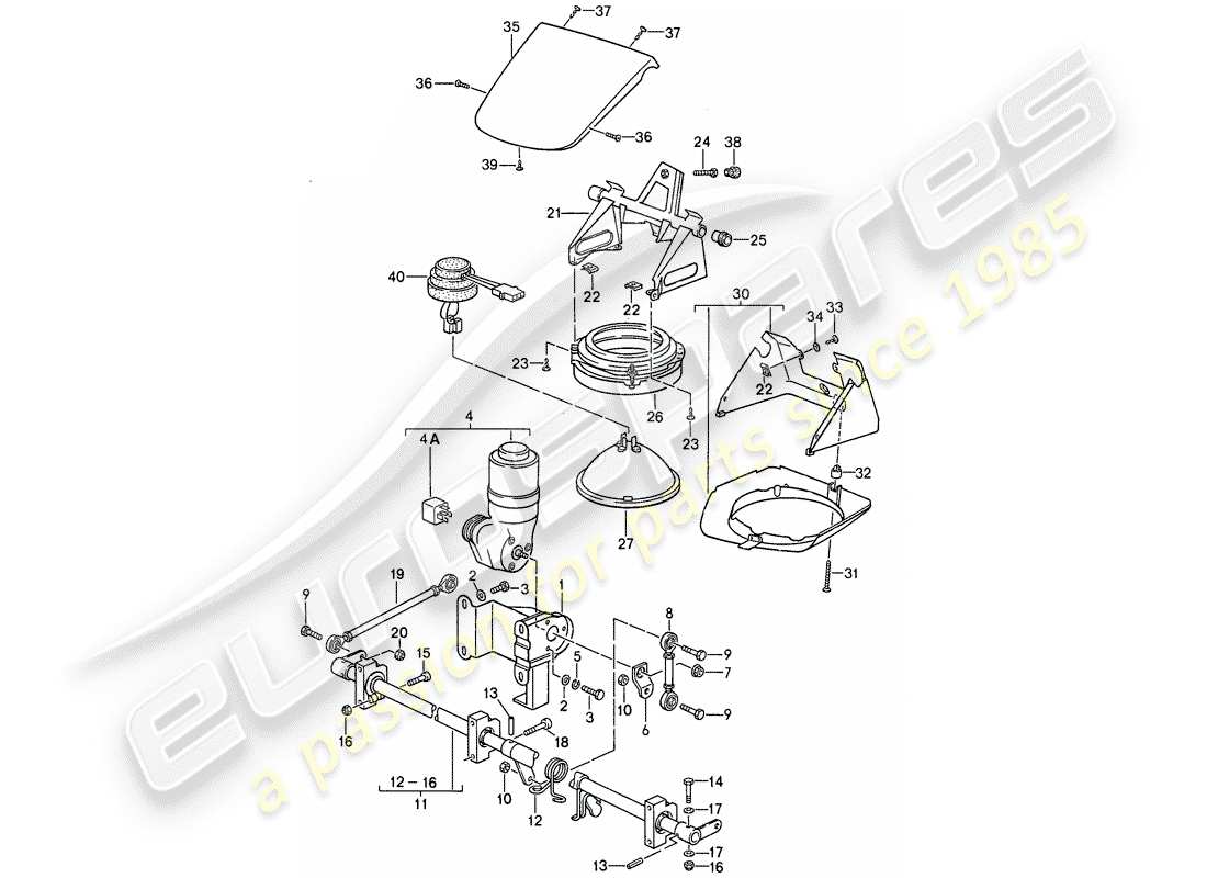 porsche 911 (1987) special model - flatnose design - pop-up headlight parts diagram