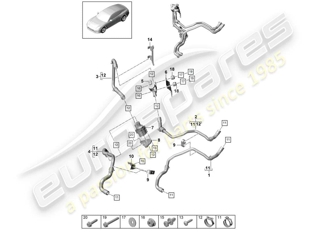 porsche 2019 (panamera 971-1) heater petrol part diagram