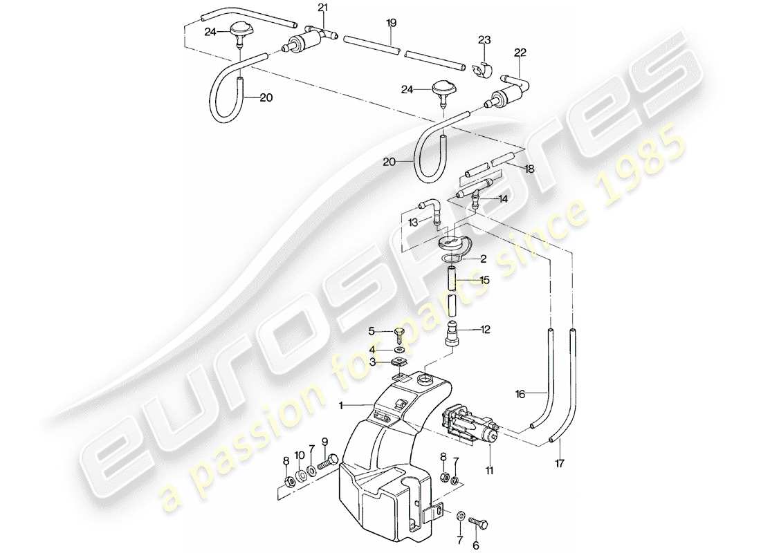 porsche 1980 (924) windshield washer unit parts diagram