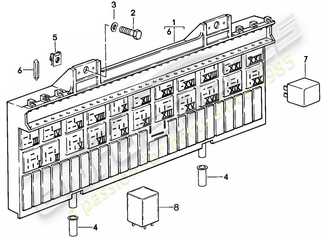 porsche 1979 (928) fuse box/relay plate - relay - fuse parts diagram