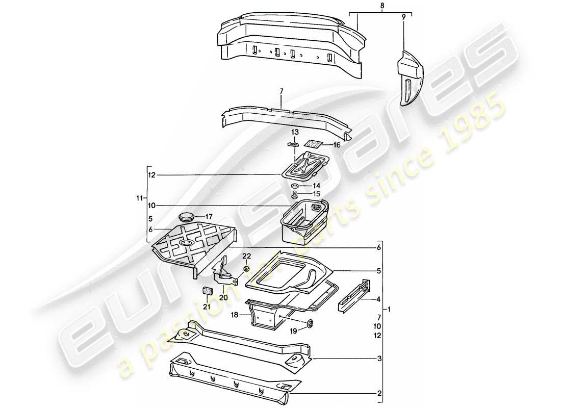porsche 1986 (928) frame - rear end part diagram