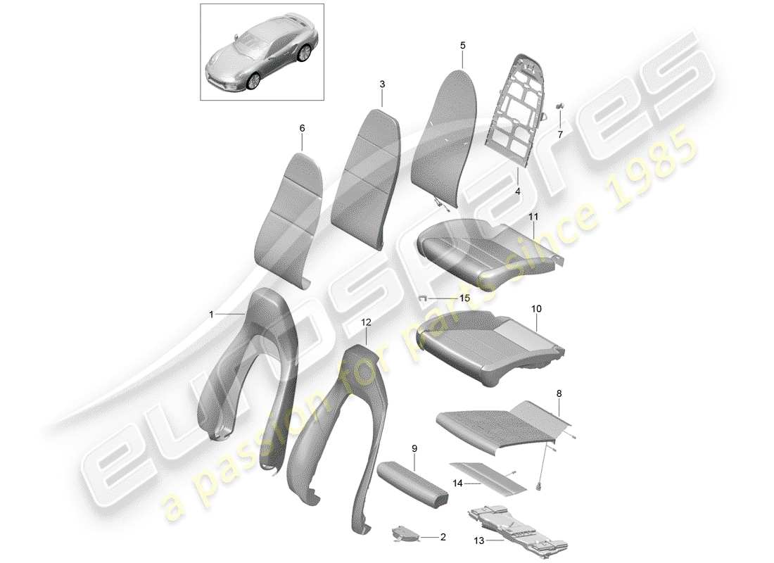 porsche 2016 (991-1 turbo) foam part seat covers sports seat d - mj 2017>> part diagram
