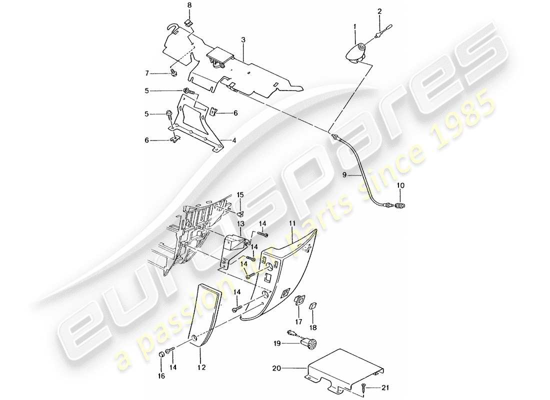 porsche 2001 (996) phone preparation part diagram