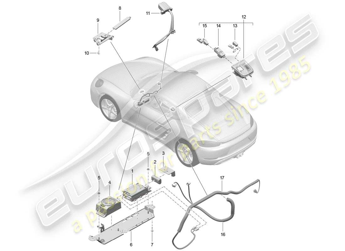 porsche 2020 (718 cayman) for models with telephone and emergency call part diagram