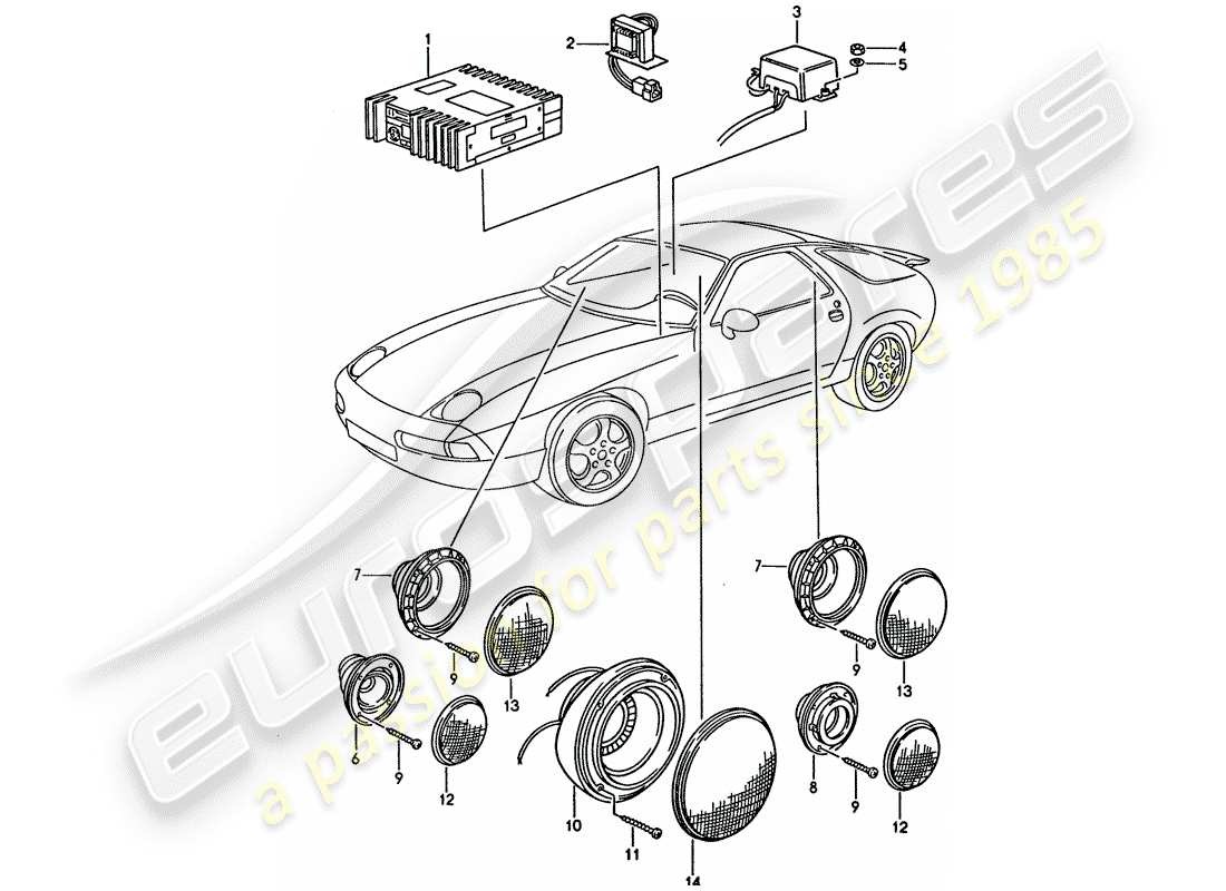 porsche 1993 (928) sound system - with: - amplifier parts diagram