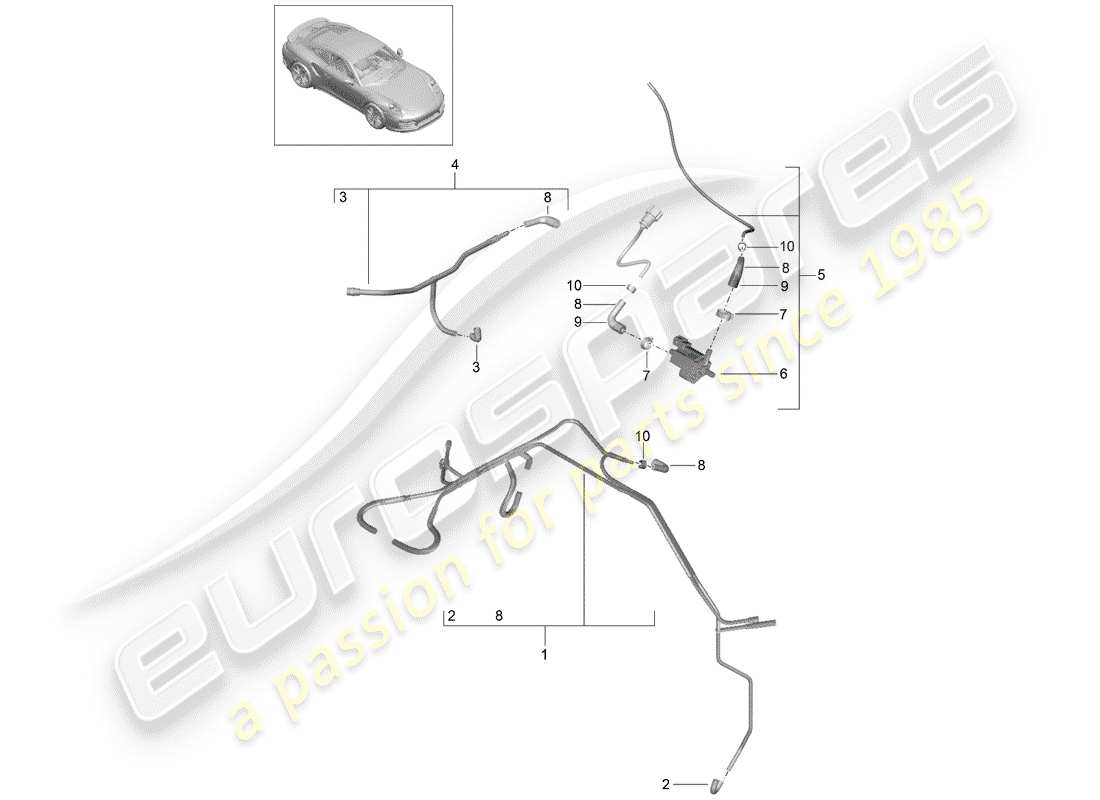 porsche 2016 (991-1 turbo) vacuum system engine part diagram