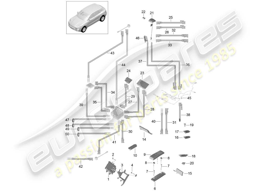 porsche 2017 (macan) telephone amplifiers aerial amplifier aerial cable for vehicles with multimedia equipment part diagram