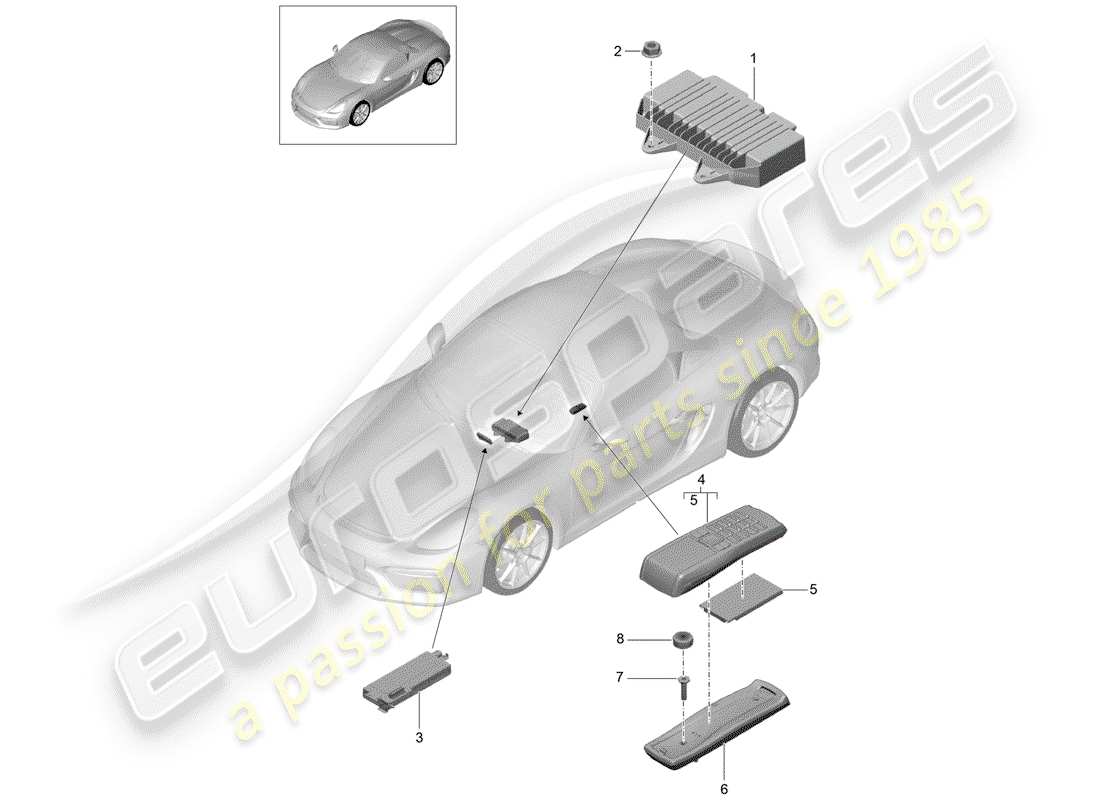 porsche 2016 (981 boxster spyder) amplifiers telephone parts diagram