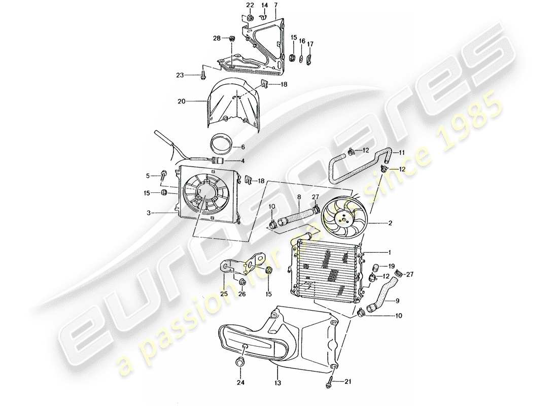 porsche 2003 (986 boxster) coolant cooling system parts diagram