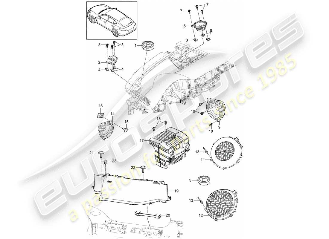 porsche 2010 (panamera 970) loudspeaker part diagram