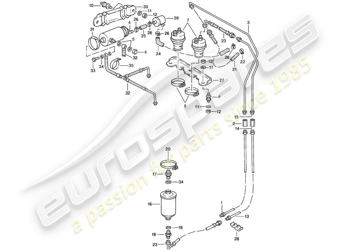 porsche 1977 (924) fuel system - f 92-46104 800>> - f >> 92-48199 999 parts diagram